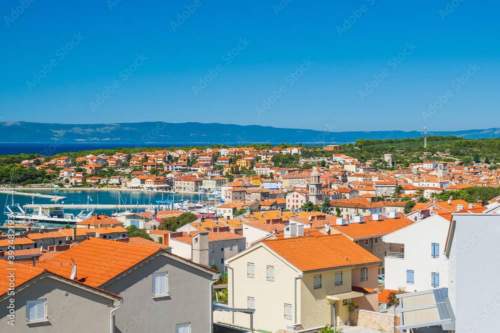 Town of Cres on the island of Cres in Croatia, Adriatic seascape