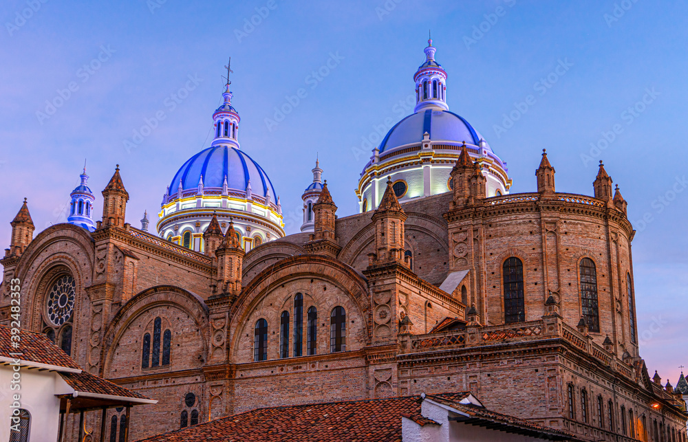 Ecuador in the city of Cuenca. The new Cathedral downtown in Cuenca. 
