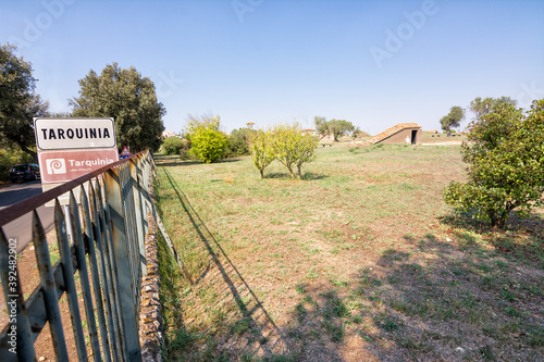 Quadro su tela Tarquinia, Italy - 18 september 2020: Area of the Etruscan necropolis of Tarquin