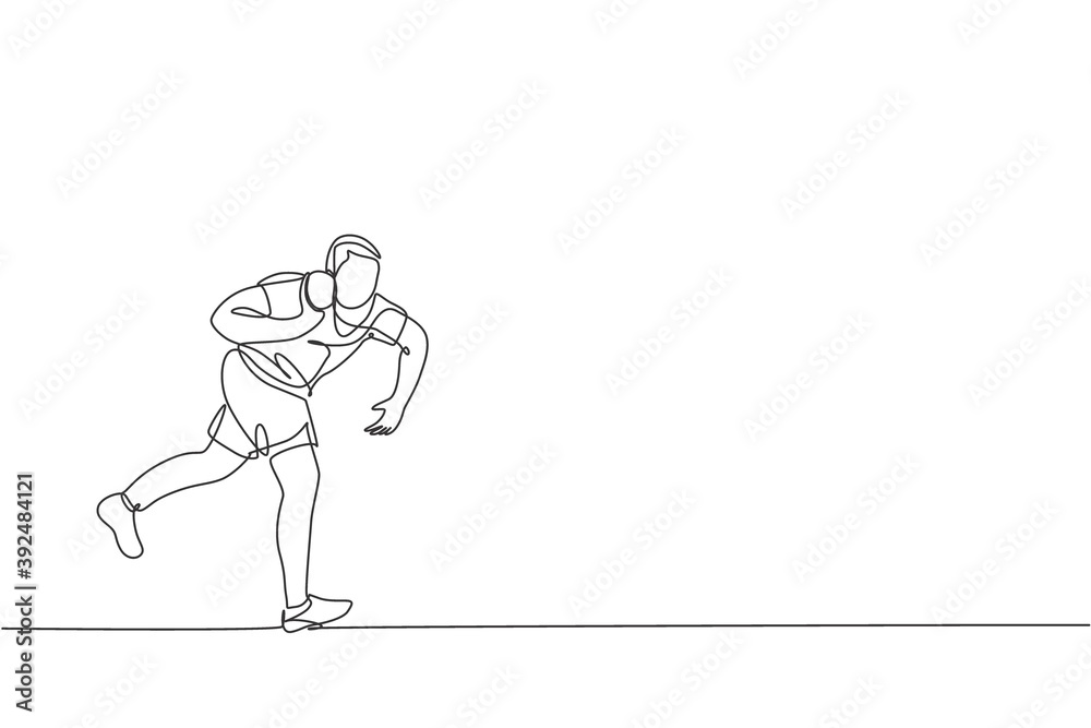 One single line drawing of young energetic man exercise to throw shot put on the field graphic vector illustration. Healthy lifestyle athletic sport concept. Modern continuous line draw design One single line drawing of young energetic man exercise to throw shot put on the field graphic vector illustration. Healthy lifestyle athletic sport concept. Modern continuous line draw design