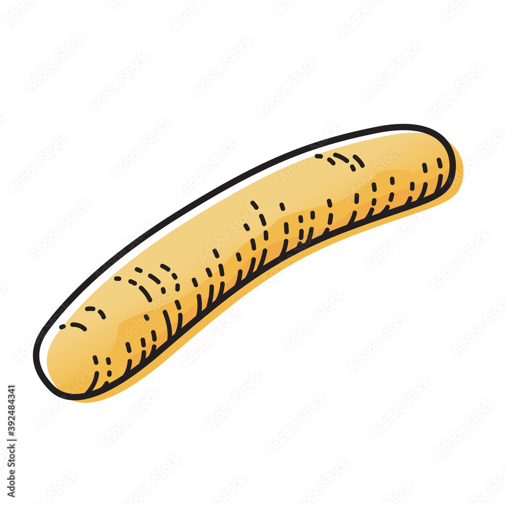 Sausage isolated on white background. Vector illustration of food concept.