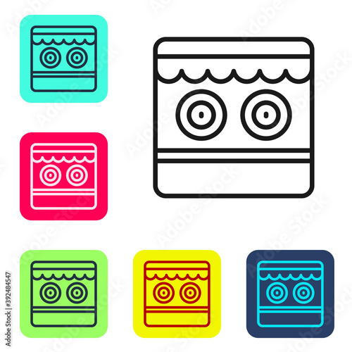 Black line Shooting gallery icon isolated on white background. Set icons in color square buttons. Vector.