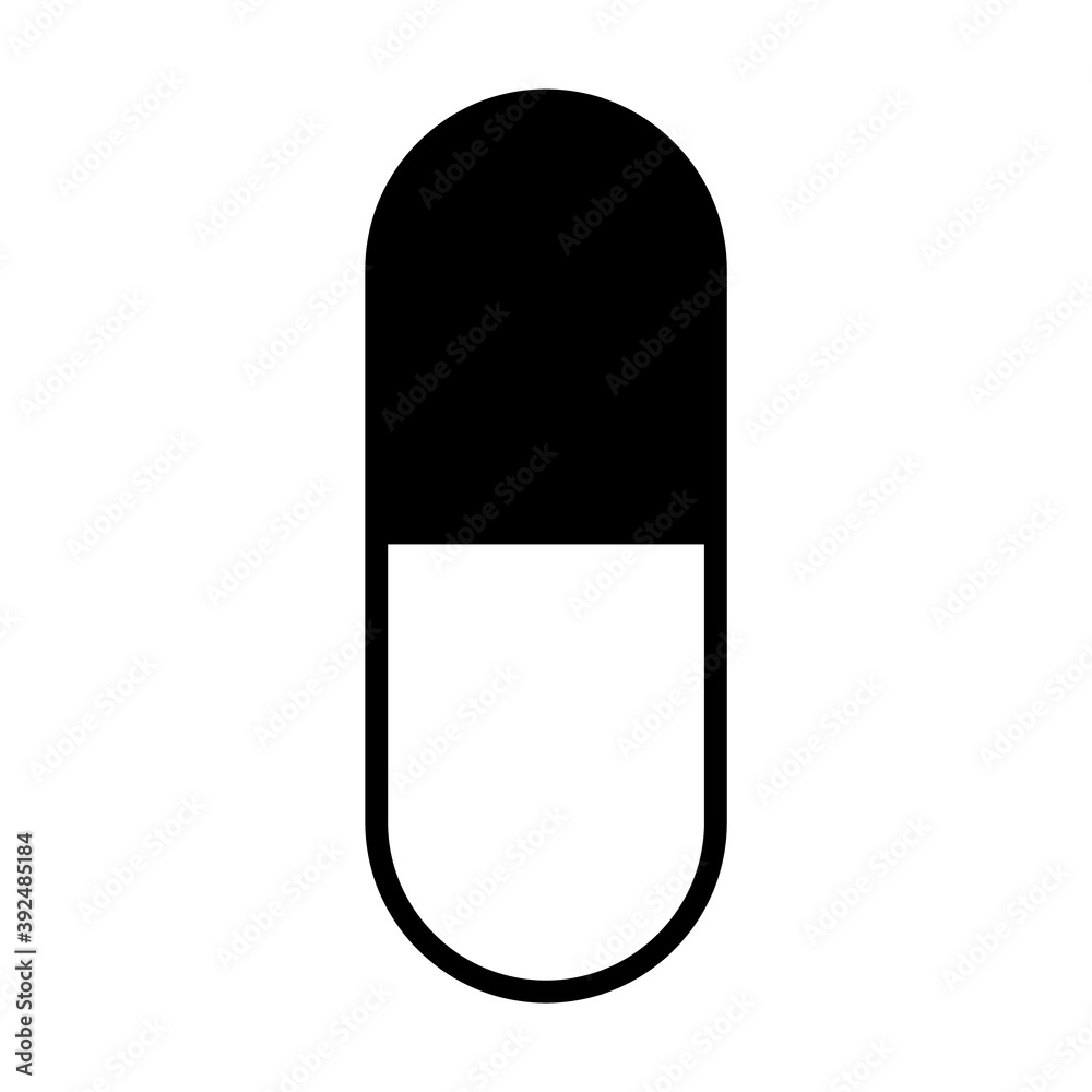 Medicine pill flat capsule icon. Vector sign isolated on white background. Pharmacy illustration Medicine pill flat capsule icon. Vector sign isolated on white background. Pharmacy illustration