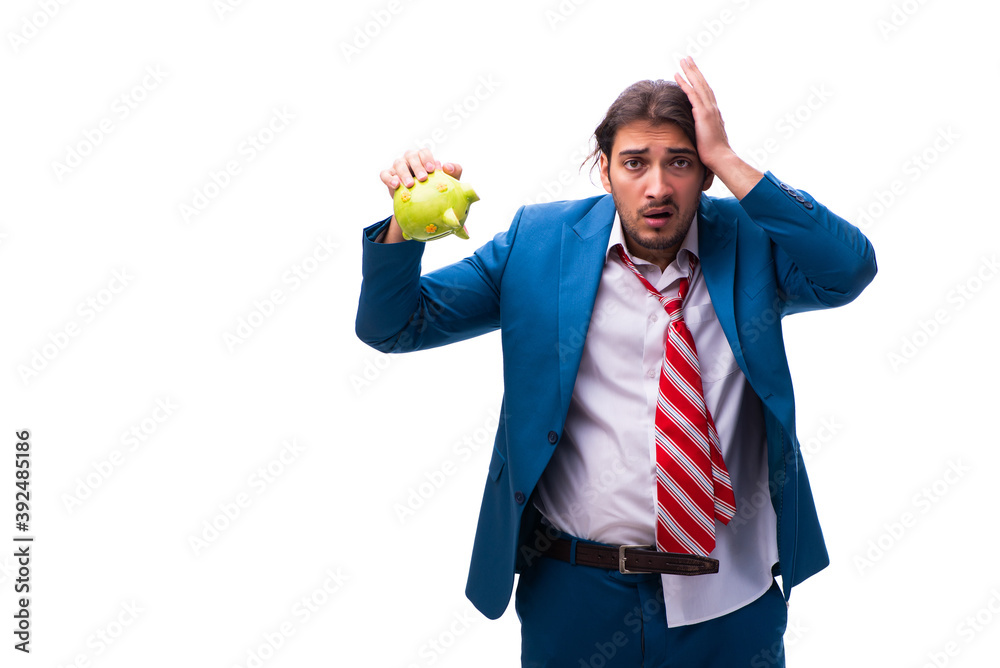Unhappy young male employee in bankruptcy concept Unhappy young male employee in bankruptcy concept