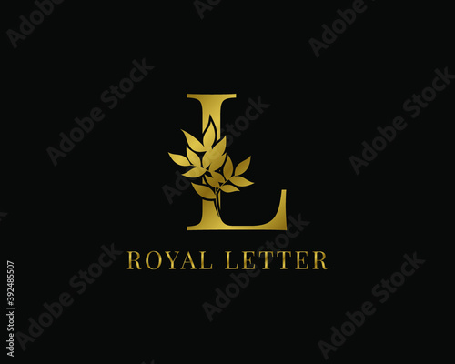 luxury decorative vintage golden royal letter L