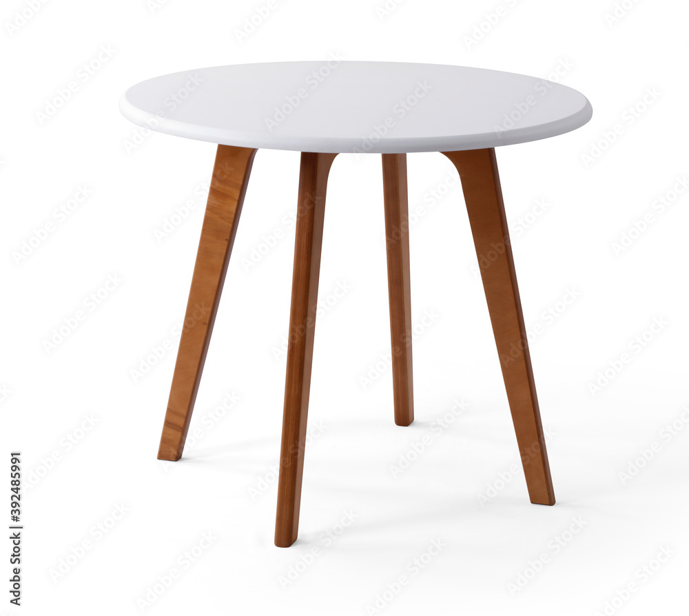Single dining table on white background Single dining table on white background