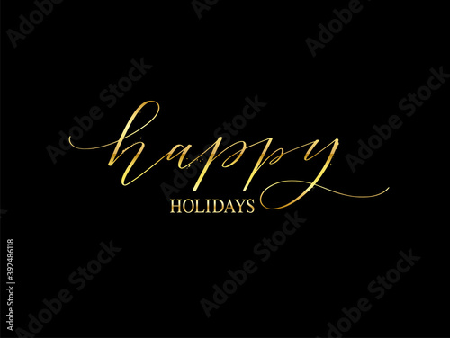 Happy holidays gold glitter christmas season design