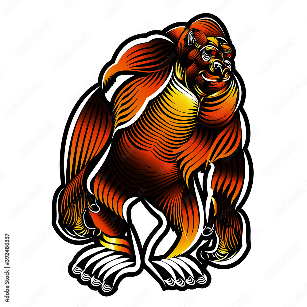 Obraz premium gorilla line art new style