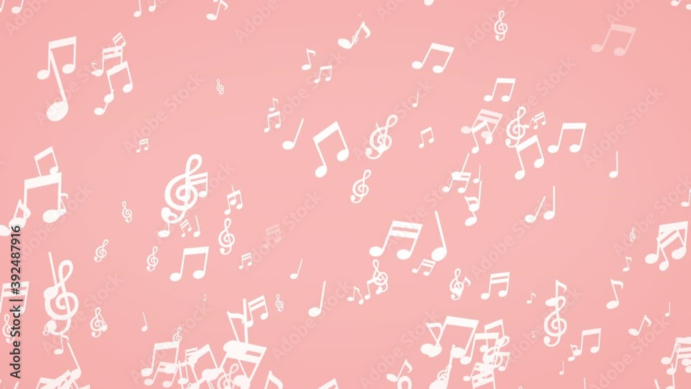 たくさんの音符が溢れるシンプルでフラットなループ ピンク たくさんの音符が溢れるシンプルでフラットなループ ピンク