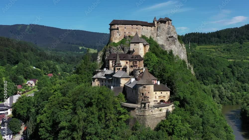 Aerial view of Oravsky castle in Oravsky Podzamok village in Slovakia Aerial view of Oravsky castle in Oravsky Podzamok village in Slovakia
