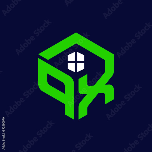 QX Letter Initial Logo for Real Estate Business and Property Editable Vector Icon and Favicon for Website