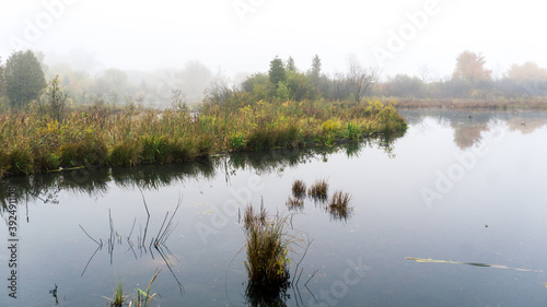 фотографія Whitefish Island Indian Reserve in Sault Ste Marie, Ontario on a foggy morning