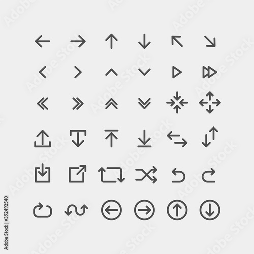 Arrows flat vector icons set