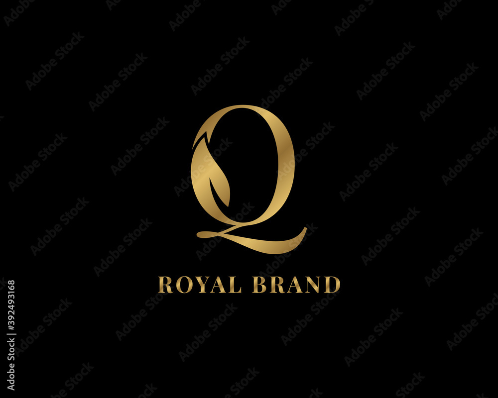 Fototapeta premium vintage leaf decorative letter Q