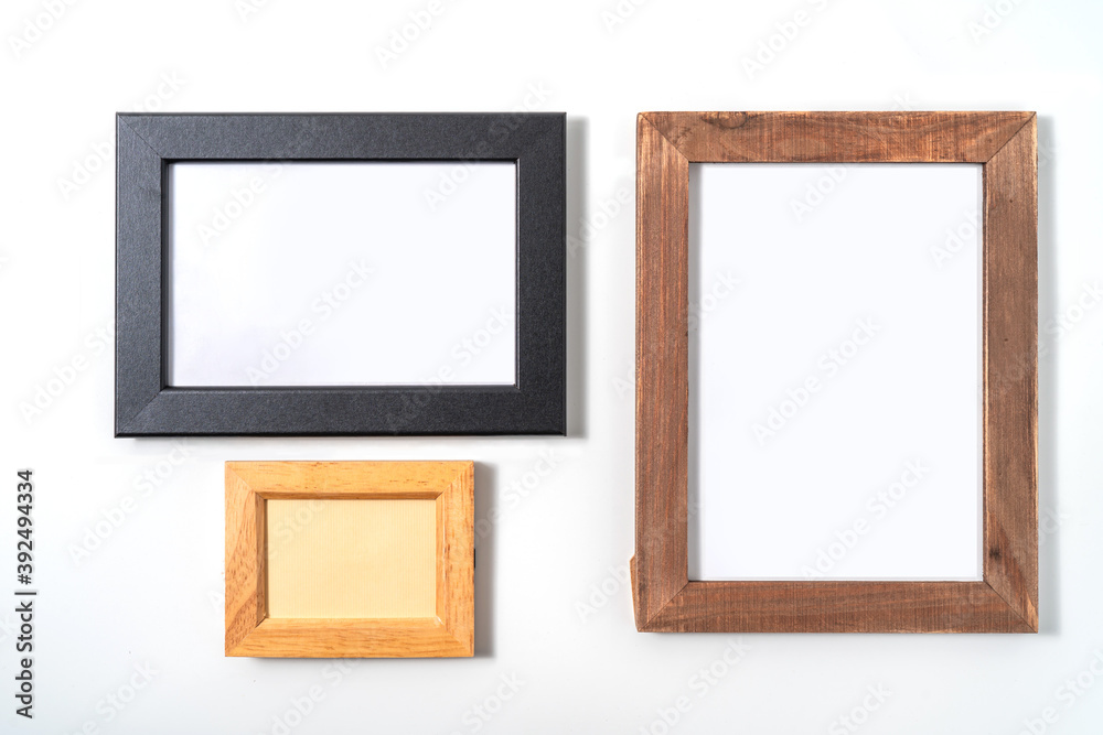 Wood frame or photo frame isolated on the white background. Object with clipping path Wood frame or photo frame isolated on the white background. Object with clipping path