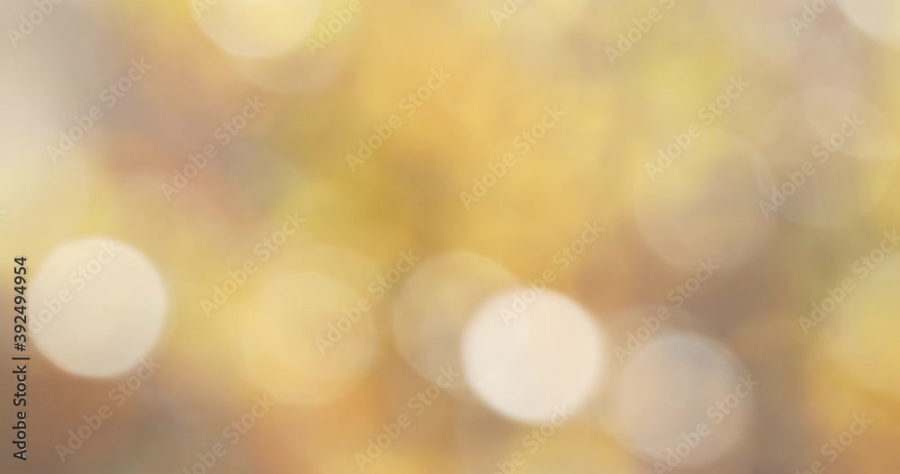 yellow circles autumnal natural bokeh background or backdrop, fall autumn season graphic object. blurry motion