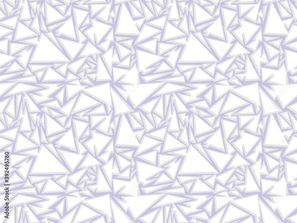 Abstract geometric seamless pattern in white, gray and light lilac color, from triangles of different sizes, associated with winter and ice Abstract geometric seamless pattern in white, gray and light lilac color, from triangles of different sizes, associated with winter and ice