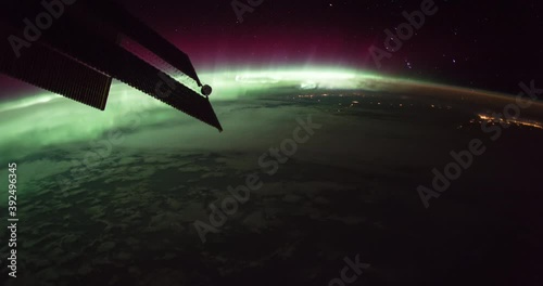 4k ProRess 422: Timelapse Aurora Borealis Over North America. From Northern Pasific Ocean, just South of Alaska to the Gulf of Mexico South of Florida.rom the International Space Station NASA.