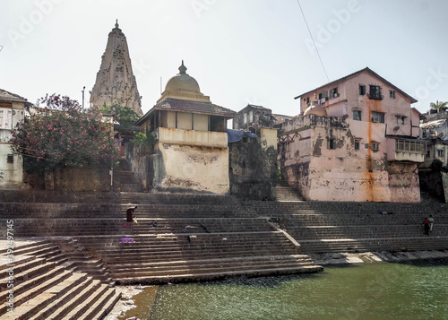 Banganga Tank is an ancient water reservoir that is part of the Valkeshwar temple complex at Malabar Hill in Mumbai in India photo