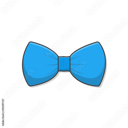 Blue Bow Tie Vector Icon Illustration. Clothing Accessories Flat Icon