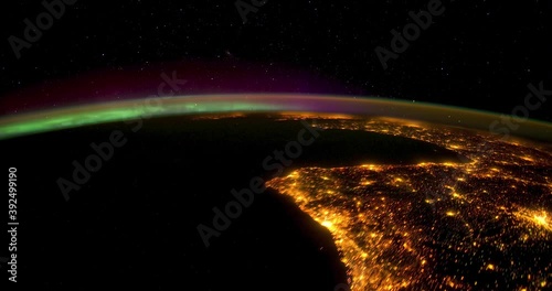 4k ProRess 422: Timelapse Aurora Borealis Over Western Europe. From Atlantic Ocean, just West of Africa to Southern Czech Republic. 1st light of Portugal and Spain.from the International Space Station