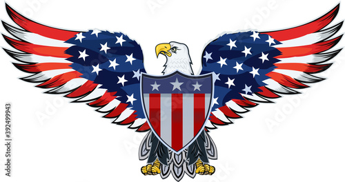 Valokuva American eagle with USA flags