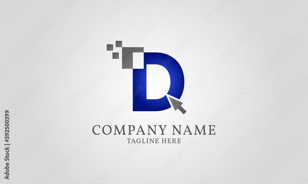 mouse click pixel digital letter D mouse click pixel digital letter D