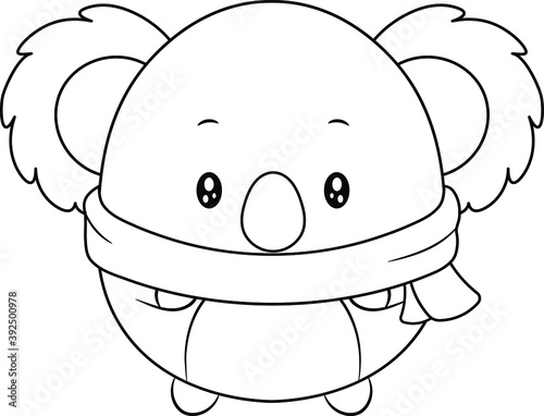 Photography Merry Christmas cute koala drawing sketch for coloring