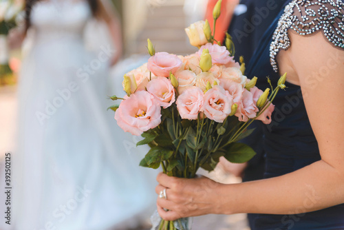 woman with rose bouquet