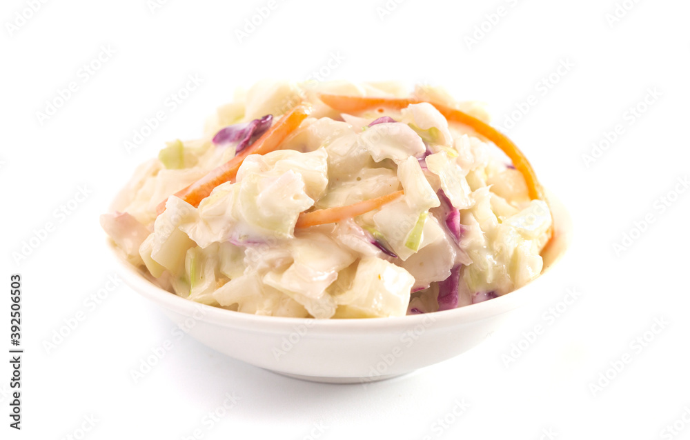 Bowl of Traditional Coleslaw Isolated on a White Background Bowl of Traditional Coleslaw Isolated on a White Background