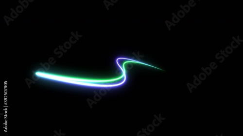 Abstract glowing neon lines motion background. 