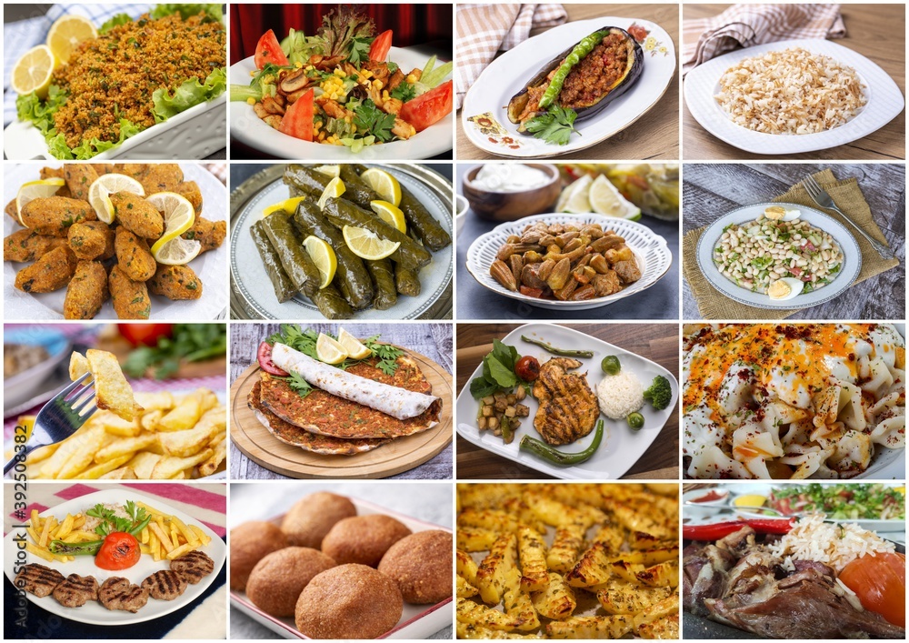 Traditional delicious Turkish foods collage Traditional delicious Turkish foods collage