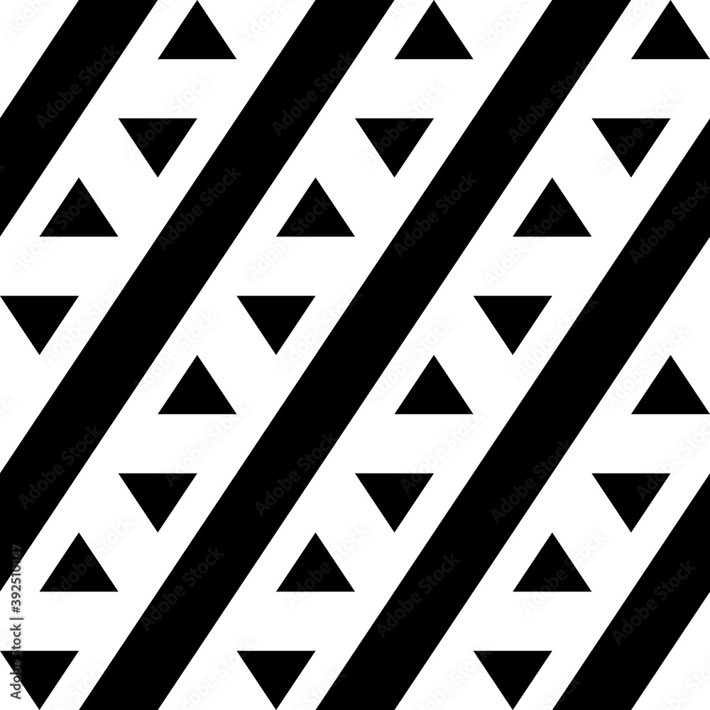 Seamless vector. Diagonal lines, triangles ornament. Triangular shapes, tilted stripes wallpaper. Folk pattern. Ethnic motif. Geometric background. Digital paper, textile print, web design.
