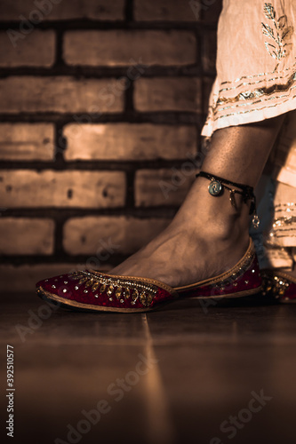 Indian Traditional female designer jutti( foot wear) photo