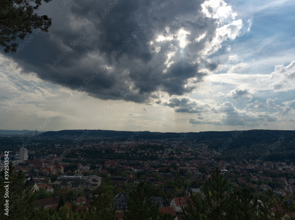 Cloudy sky view on jena at summer