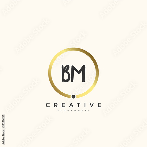 BM Beauty vector initial logo, handwriting logo art design of initial signature, wedding, fashion, jewerly, boutique, floral and botanical with creative template for any company or business. photo