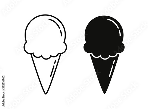 Sweet ice cream cone sticker and line style icon design, dessert delicious sugar snack and tasty theme Vector