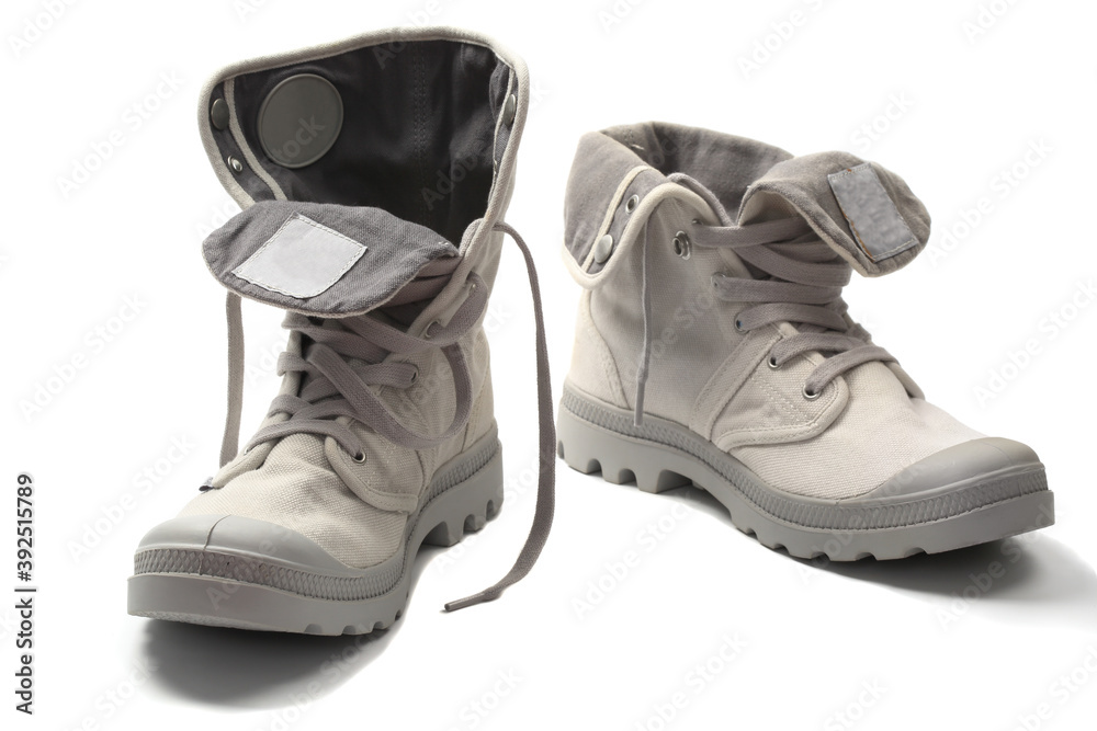 Canvas boots, isolated over white background
