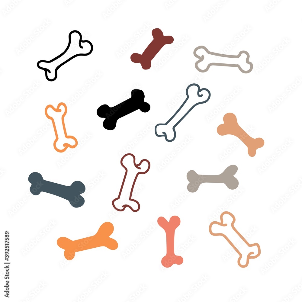 Vector colorful  set of bones for dog isolated on white backgrounds