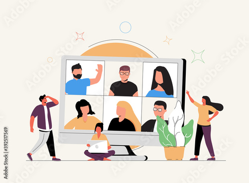 Vector business graph, open vacancy, flat color icons, creative illustrations, businessmen reviewing resume, online collaboration meeting.