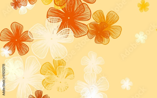 Light Orange vector abstract background with flowers.