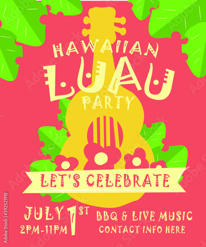 Cute Tropical Luau Party Invitation Design Template