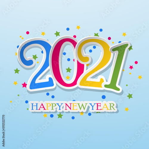 Happy New Year 2021 greeting card. Template for New Year flyers  greeting cards  brochures. 2021 Happy New Year background. Vector illustration