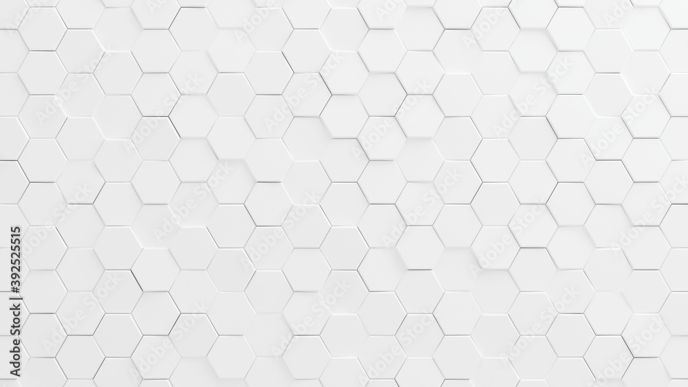 Abstract white hexagons background. 3D render Abstract white hexagons background. 3D render