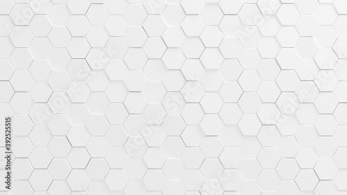 Abstract white hexagons background. 3D render