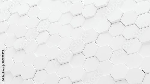 Abstract white hexagons background. 3D render