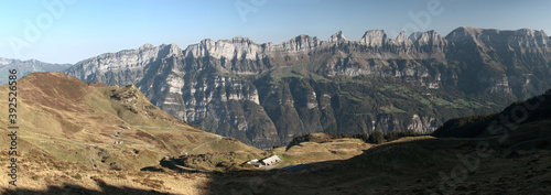 View from Maschgenkamm towards the Churfirsten, Flumserberg in the Swiss Alps