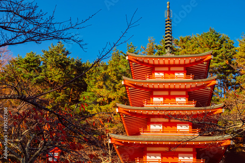 Japan. Buddhist pagoda in c...