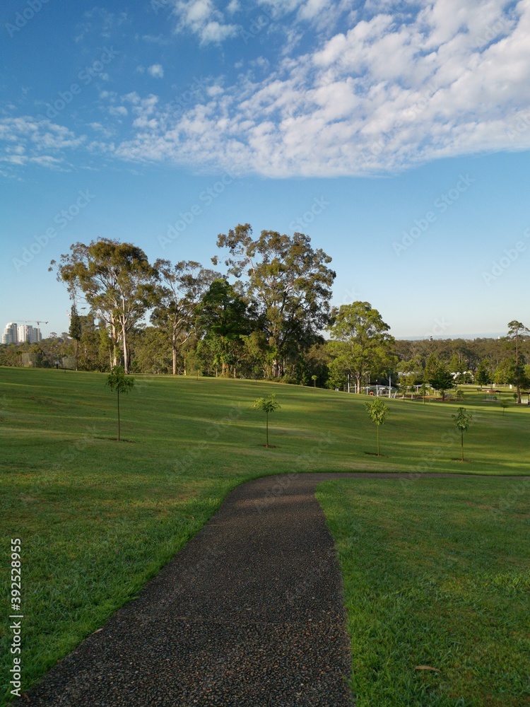 Beautiful view of a park with green grass and tall trees and deep blue sky with light clouds in the background, Heritage park, Castle Hill, Sydney, New South Wales, Australia
Beautiful view of a park with green grass and tall trees and deep blue sky with light clouds in the background, Heritage park, Castle Hill, Sydney, New South Wales, Australia