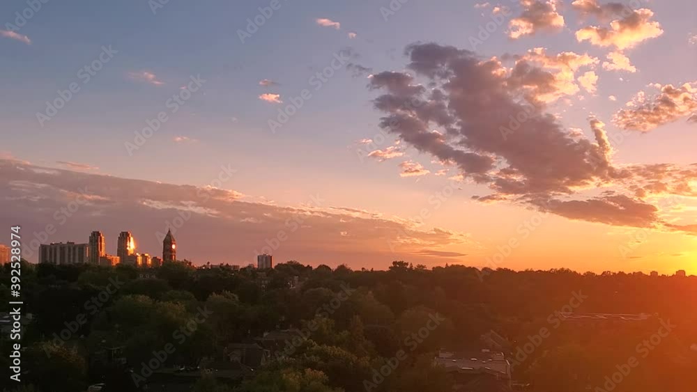 Panoramic time-lapse of Toronto sky and upscale Eglinton and Forest Hill residential area coveted by middle and upper class families as well as Ontario developers Panoramic time-lapse of Toronto sky and upscale Eglinton and Forest Hill residential area coveted by middle and upper class families as well as Ontario developers